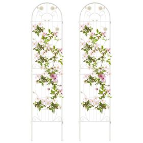 2 Pack - 7-ft Galvanized Steel Garden Trellis in White Metal Outdoor Finish