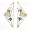 13.4"W x 35.4"H 2 Pieces Metal Triangular Wall Decor Hollow-out Ginkgo Leaves Floral Art