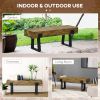 Garden Bench with Metal Legs, Rustic Wood Effect Concrete Entryway Bench, End of Bed Bench, Indoor Outdoor Use for Patio, Park, Porch and Lawn