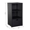 Outsunny Poolside Towel Cabinet, Patio PE Rattan Storage, with 2-Tier Shelves and Bottom Drawer, 47"H, for Pool, Backyard, Dark Brown