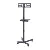 Mobile TV Stand on Wheels, Height Adjustable Tilt Rolling TV Stand with Media Shelf for 23-60 inch LED, LCD, OLED Flat&Curved TVs, Holds Up to 55lbs