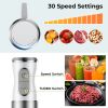 HB-2016A Hand Blender 5 in 1 white Immersion Blender Set, 30-Speed Hand Stick Blender with 600ml Beaker, 500ml Food Processor, Egg Whisk, Milk Frother