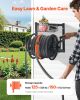 Wall Mounted Garden Hose Reel 125ft 5/8 in Hose Holder Brass Fitting & Basket