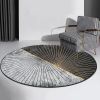 4' x 4' Modern Abstract Gray & Gold Mix Colours Round Area Rug Decorative Carpet