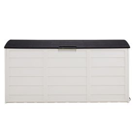 75 Gallon Weather-Resistant Outdoor Storage Deck Box, 130LB Capacity Gray Plastic Patio Organizer with Lockable Lid and Easy-Lift Hinges for Garden