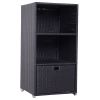 Outsunny Poolside Towel Cabinet, Patio PE Rattan Storage, with 2-Tier Shelves and Bottom Drawer, 47"H, for Pool, Backyard, Dark Brown