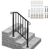 Outdoor Stair Handrail for 1 to 4 Steps Black Carbon Steel Transitional Hand Rail Kit with Installation Hardware Safety Railing for Porch Deck Patio C