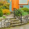 Outdoor Stair Handrail for 1 to 4 Steps Black Carbon Steel Transitional Hand Rail Kit with Installation Hardware Safety Railing for Porch Deck Patio C
