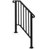 Outdoor Stair Handrail for 1 to 4 Steps Black Carbon Steel Transitional Hand Rail Kit with Installation Hardware Safety Railing for Porch Deck Patio C