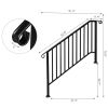 Outdoor Stair Handrail for 1 to 4 Steps Black Carbon Steel Transitional Hand Rail Kit with Installation Hardware Safety Railing for Porch Deck Patio C
