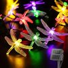 1pc Solar Dragonfly String Lights Waterproof 20 LEDs Dragonfly Fairy Lights Decorative Lighting For Indoor/Outdoor Home Garden Lawn Fence Patio Party