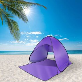 Pop Up Beach Tent Sun Shade Shelter Anti-UV Automatic Waterproof Tent Canopy for 2/3 Man w/ Net Window Storage Bag for Outdoor Beach Camping Fishing P (Color: PURPLE)